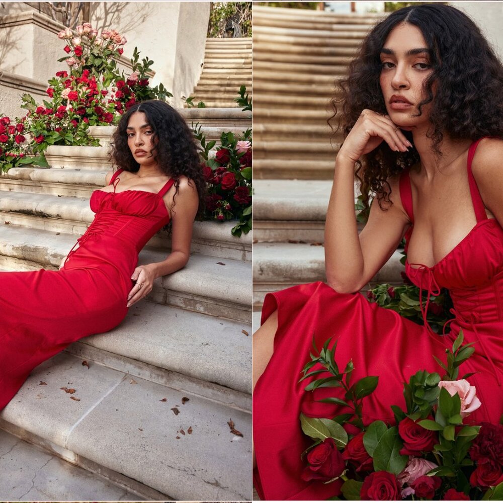 HOUSE OF CB VALENCIA RED ROSE CORSET DRESS - Picture 4 of 13